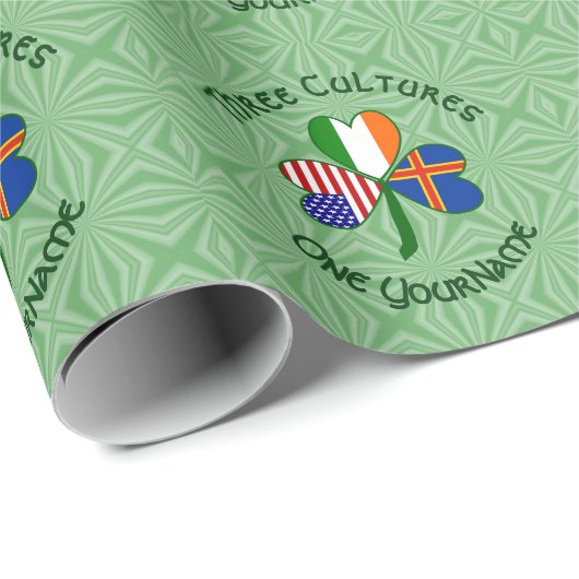 Åland Islands Ireland USA Shamrock gepersonaliseer Cadeaupapier (Rol Hoek)