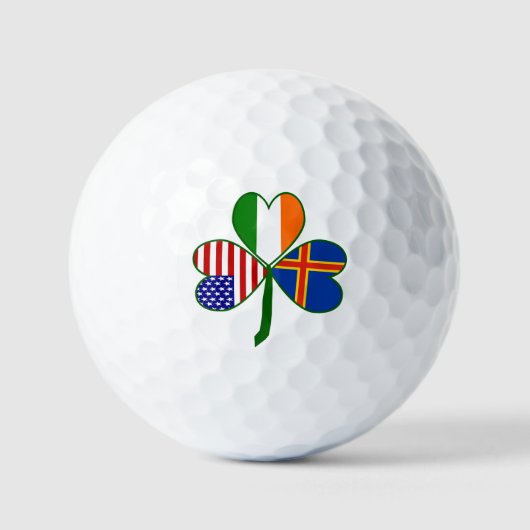 Åland Islands Ireland USA Shamrock gepersonaliseer Golfballen (Voorkant)