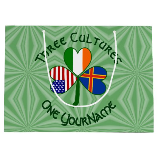 Åland Islands Ireland USA Shamrock gepersonaliseer Groot Cadeauzakje (Voorkant)