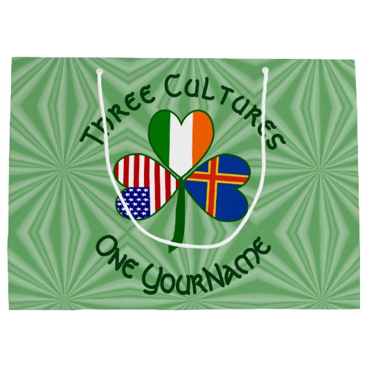 Åland Islands Ireland USA Shamrock gepersonaliseer Groot Cadeauzakje (Achterkant)