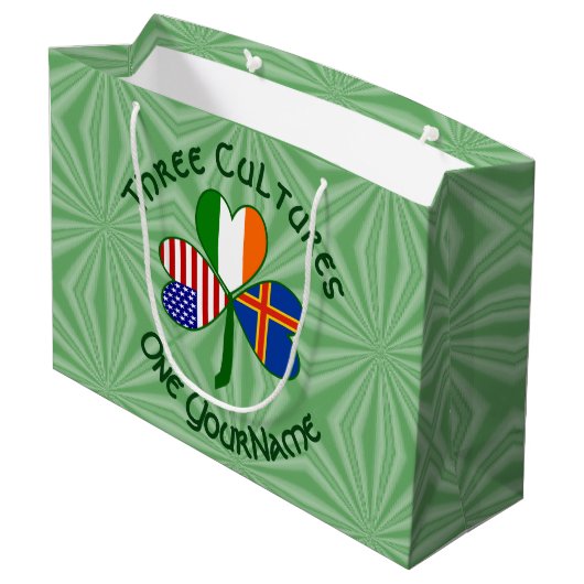 Åland Islands Ireland USA Shamrock gepersonaliseer Groot Cadeauzakje (Achterkant Gekanteld)