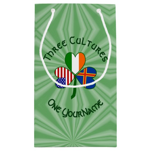 Åland Islands Ireland USA Shamrock gepersonaliseer Klein Cadeauzakje (Achterkant)