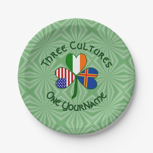Åland Islands Ireland USA Shamrock gepersonaliseer Papieren Bordje (Voorkant)