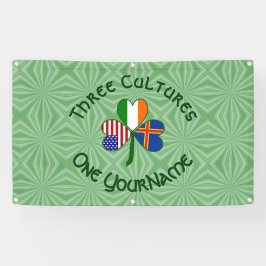 Åland Islands Ireland USA Shamrock gepersonaliseer Spandoek (Horizontaal)