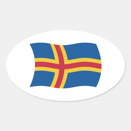 Åland Vlagsticker Ovale Sticker (Voorkant)
