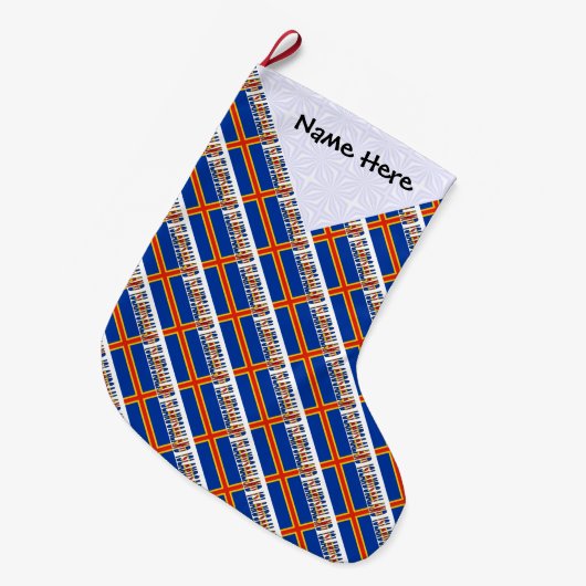 Ålander Åland Eilanden Vlag met tegels gepersonali Grote Kerstsok (Voorkant (Hangend))