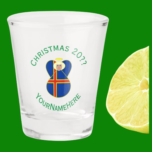 Ålander Angel Kerstvlag gepersonaliseerd Shot Glas