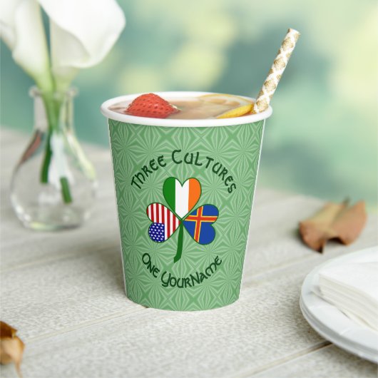 Ålander Ierse Amerikaanse Shamrock Vlag gepersonal Papieren Bekers (Insitu)