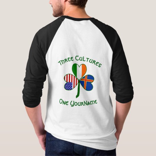 Ålander Ierse Amerikaanse Shamrock Vlag gepersonal T-shirt (Achterkant)