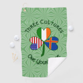 Ålander Ierse Amerikaanse vlaggen Shamrock geperso Golfhanddoek (Insitu)