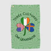 Ålander Ierse Amerikaanse vlaggen Shamrock geperso Golfhanddoek (Voorkant)