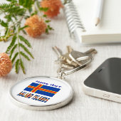 Ålander Vlag Blauw gepersonaliseerd Sleutelhanger (Zijkant)