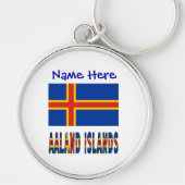 Ålander Vlag Blauw gepersonaliseerd Sleutelhanger (Voorkant)