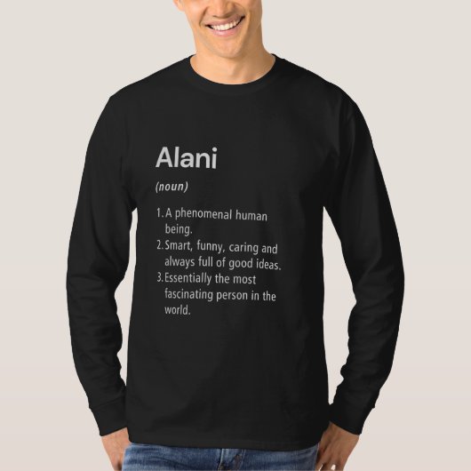 Alani Naam Definitie Grappig Woordenboek T-shirt (Voorkant)