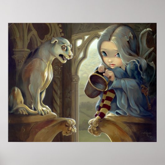 Alannah en Gargoyle ART PRINT gothic fairy (Voorkant)