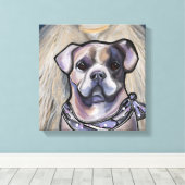 Alapaha Blue Blood Bulldog Canvas Afdruk (Insitu (Houten vloer))