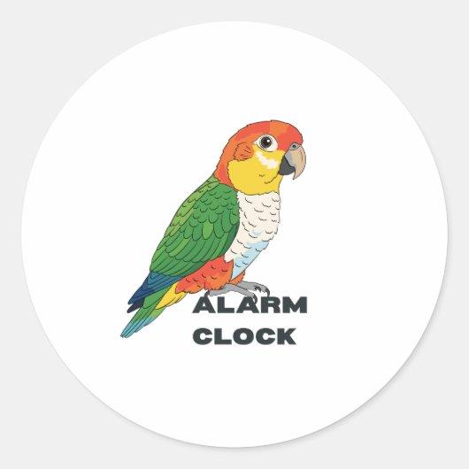 Alarm Clock Sun Conure – Loud Parrot Design Ronde Sticker (Voorkant)