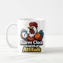 Alarm clock with attitude, roaster quote. koffiemok