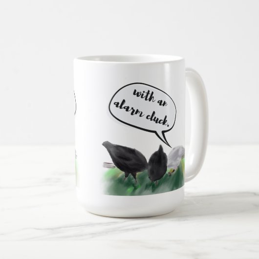 Alarm Cluck (gestileerde kippenpeuken & een papa g Koffiemok (Voorkant rechts)