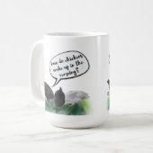 Alarm Cluck (gestileerde kippenpeuken & een papa g Koffiemok (Voorkant links)