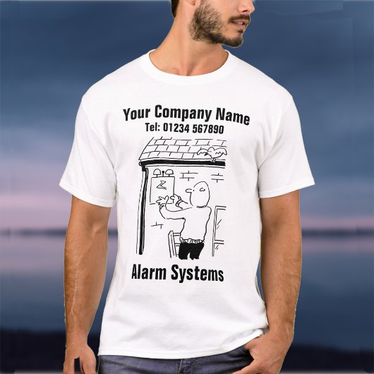 Alarm de Cartoon van Systemen om aan Personeel te  T-shirt
