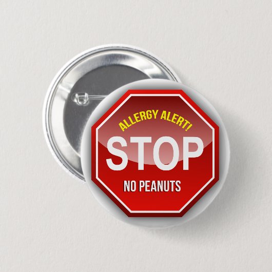 Alarm: Geen pinda's alsjeblieft. Ronde Button 5,7 Cm (Voorkant /achterkant)