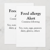 Alarm over voedselallergie voeg tekst toe kaart (Voorkant / Achterkant)