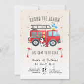 Alarm Slaan Brandweerwagen 1e Verjaardag Kaart (Voorkant)