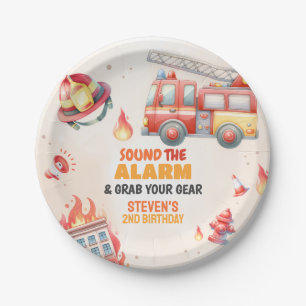 Alarm Slaan Brandweerwagen Baby Shower Papieren Bordje