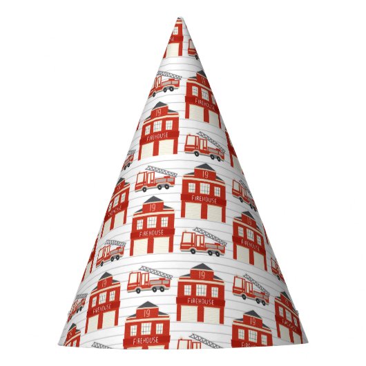 Alarm Slaan Brandweerwagen Verjaardag Feesthoedjes (Voorkant)