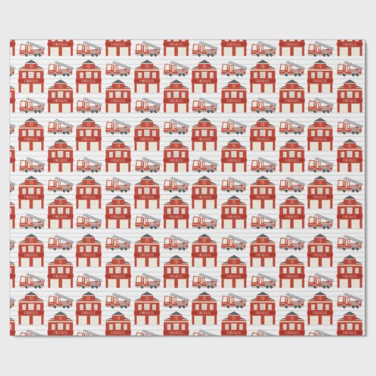 Alarm Slaan Brandweerwagen Verjaardagsfeestje Cadeaupapier (Vlak)