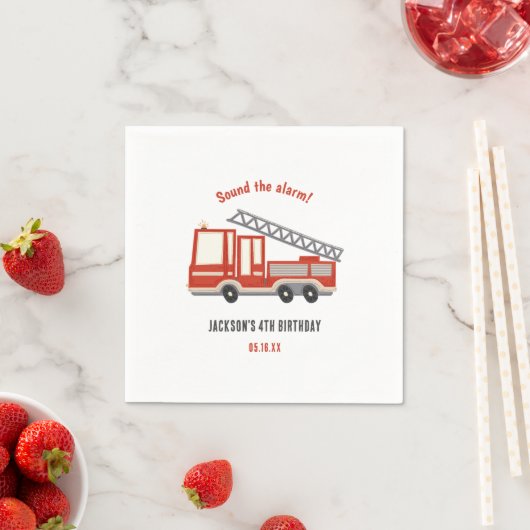 Alarm Slaan Brandweerwagen Verjaardagsfeestje Servet (Insitu)