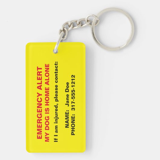 Alarmmeldende Sleutelhanger voor pet-noodgevallen (achterkant)