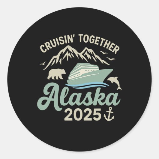 Alaska 2025 Cruiseschip Alaska V Ronde Sticker (Voorkant)