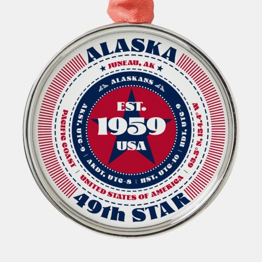 Alaska 49e staat kerstversiering metalen ornament (Voorkant)