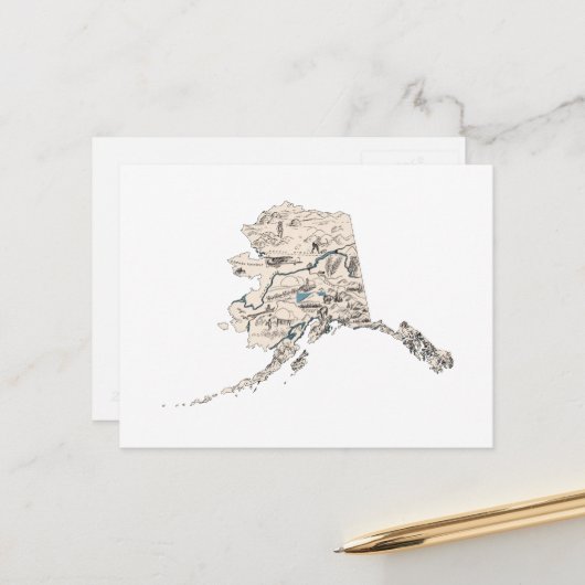 Alaska Afbeelding Kaart Antiek State Chart (Voorkant / Achterkant in situ)