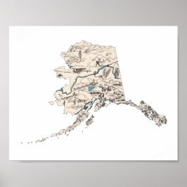 Alaska  Afbeelding Kaart Antiek State Chart Poster