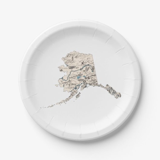 Alaska  Afbeelding Map Paper Party Borden Papieren Bordje (Voorkant)