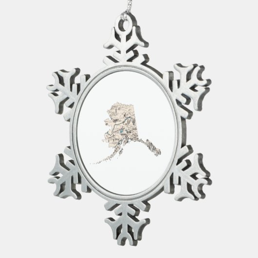 Alaska Afbeelding Map Tin Sneeuwvlok Ornament (Rechts)