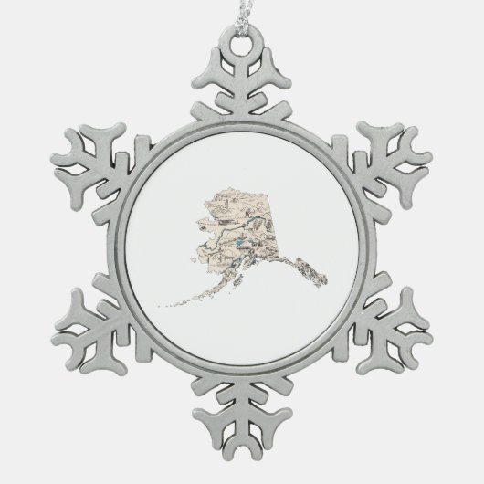 Alaska  Afbeelding Map Tin Sneeuwvlok Ornament (Voorkant)