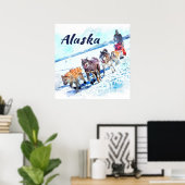 Alaska (AK) Een sled dog team - Travel poster (Thuiskantoor)