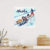 Alaska (AK) Een sled dog team - Travel poster (Keuken)