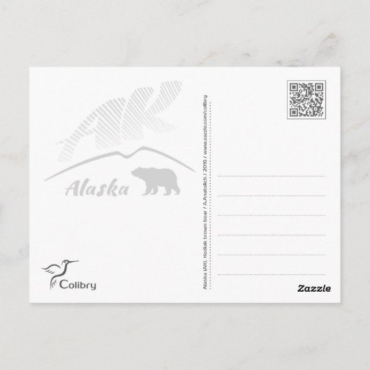 Alaska (AK) Kodiak bruin beer. Waterverf schildere Briefkaart (Achterkant)
