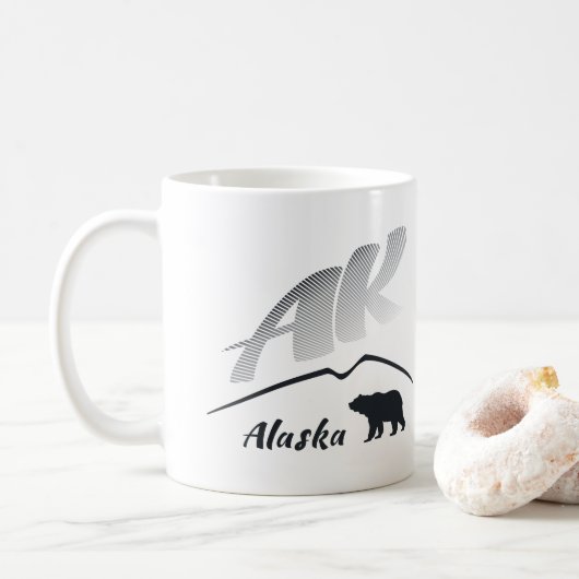 Alaska (AK) Kodiak bruin beer - Zwarte Logo Koffiemok (Met donut)