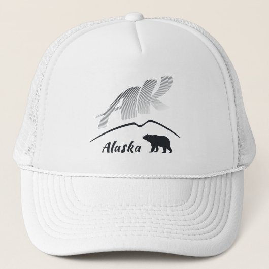 Alaska (AK) Kodiak bruin beer - Zwarte Logo Trucker Pet (Voorkant)