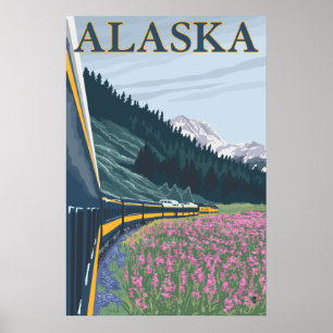 Alaska - Alaska Railroad en Fireweed Poster