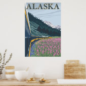Alaska - Alaska Railroad en Fireweed Poster (Keuken)