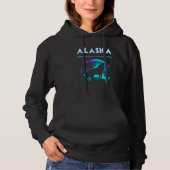 Alaska Alaskan Howling Wolf Northern Aurora Lights Hoodie (Voorkant)