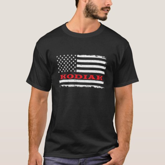 Alaska American Flag Kodiak USA Patriotic Souvenir T-shirt (Voorkant)