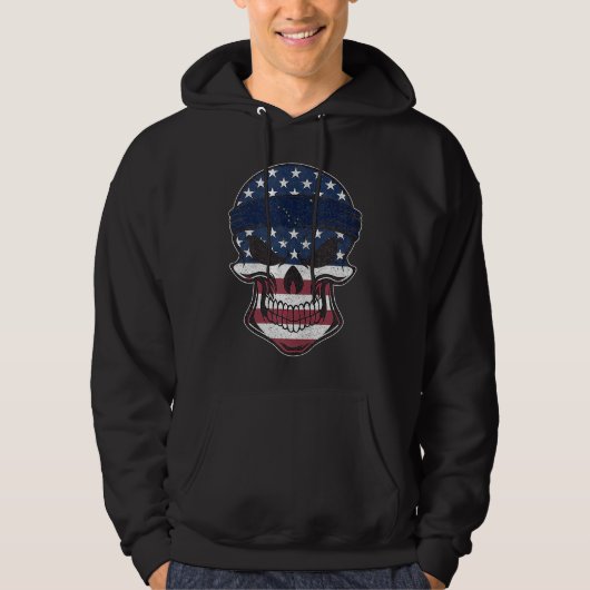 Alaska American Flag Skull  State Flag Alaska Root Hoodie (Voorkant)